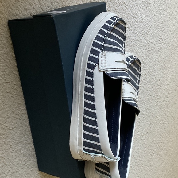 Cole Haan Women's Loafers - Navy and White Stripes - Picture 3 of 4
